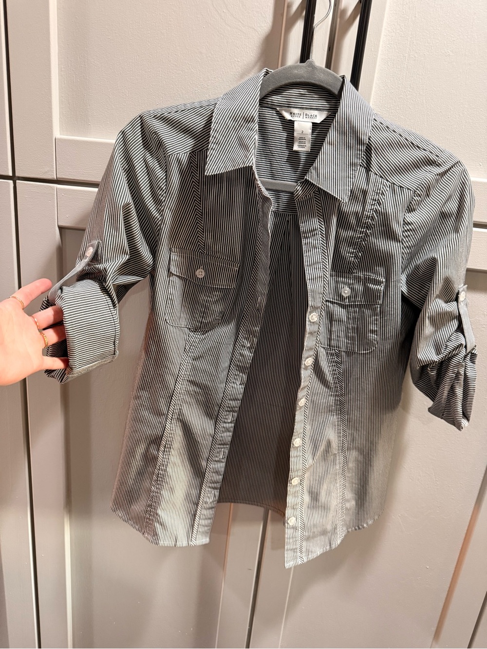 WHBM - Gray Pinstripe Button-Up Shirt